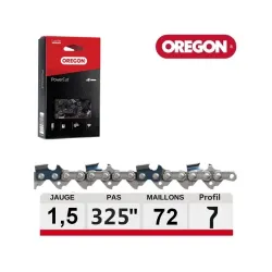 Chaine tronçonneuse carrée Oregon PowerCut 72 dents 325 058 - 21LPX072E