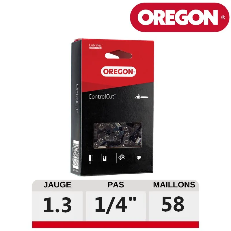 Chaine tronçonneuse Oregon 58 dents 1/4 1.3 mm 25AP058E ControlCut