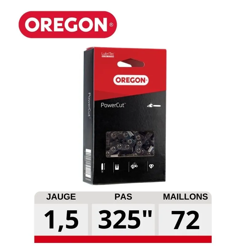 Chaine tronconneuse OREGON Carrée 72 dents POWERCUT .325", 1.5mm 21LGX072E