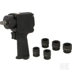 Clé à chocs pneumatique et jeu de 5 douilles , 1/2", 680 Nm, type Super Mini