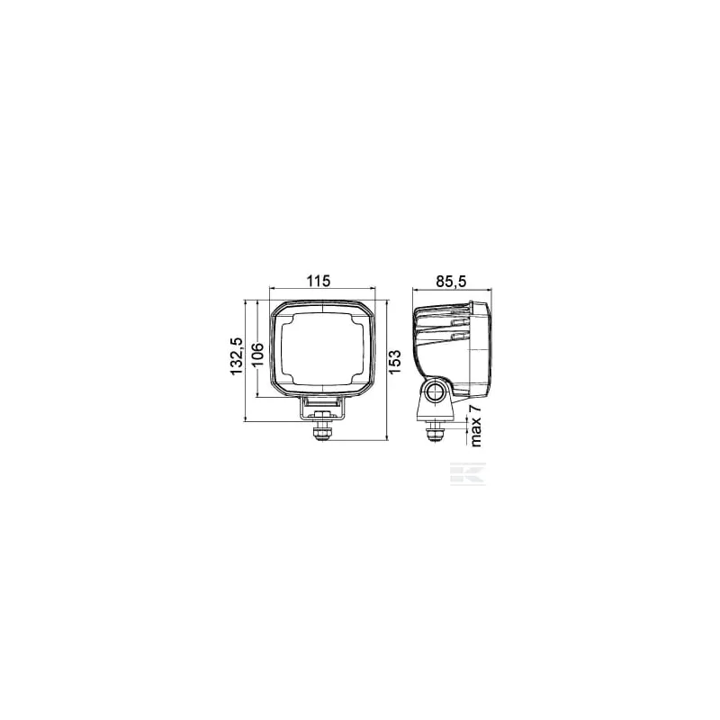 Phare de travail LED, 4000 lm, rectangulaire 12-24 V, blanc, 115 x 85,5 x 132,5 Deutsch plug, 8 LED, Hella