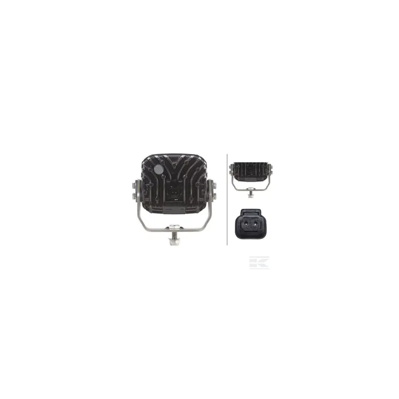 Phare de travail LED 4000lm, carré 12/24V, blanc, ultra longue portée prise Deutsch 8 LED Hella