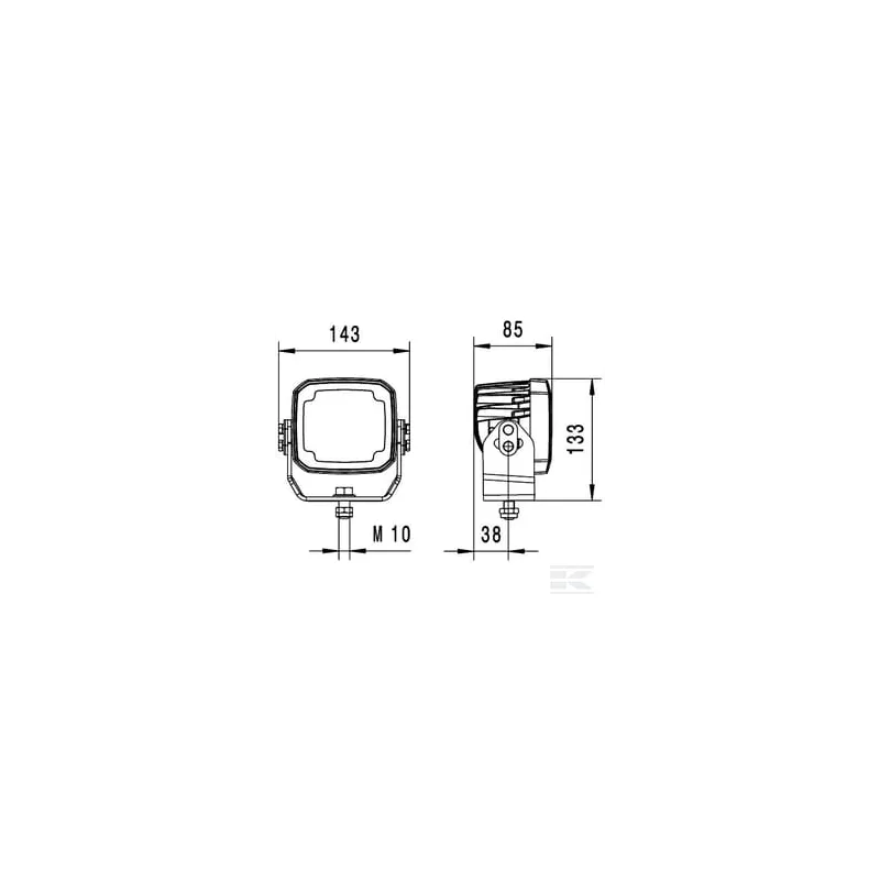 Phare de travail LED 4000lm, carré 12/24V, blanc, ultra longue portée prise Deutsch 8 LED Hella