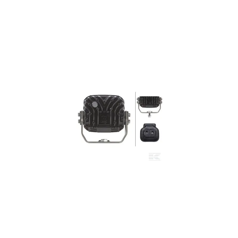 Phare de travail LED 4000lm, carré 12/24V, blanc, ultra longue portée prise Deutsch 8 LED Hella