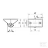 Roue fixe roulement en polyamide Ø25x13mm, Fixation de plaque: 40x17mm Load: 25kg, Tente