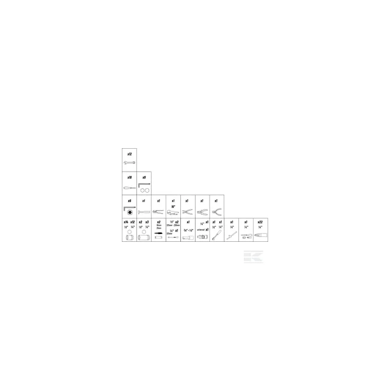 Coffre à outils à 3 tiroirs + 108 outils - clés/tournevis/pinces/marteau