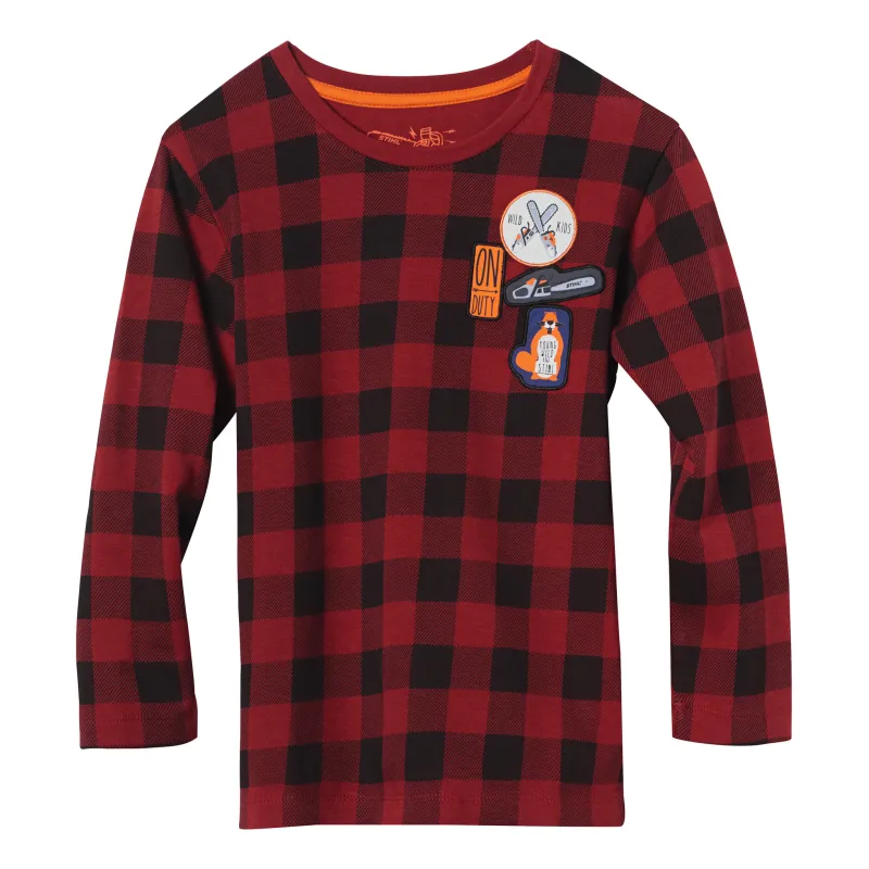 T-shirt à manches longues à carreaux Fille