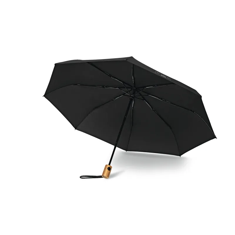 Parapluie de poche avec poignée en bambou