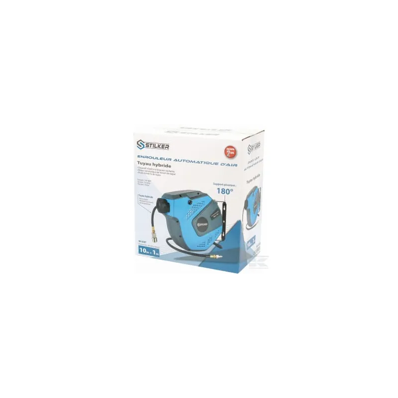Enrouleur de tuyau d'air comprimé 10 m - tuyau hybride 8×12 mm