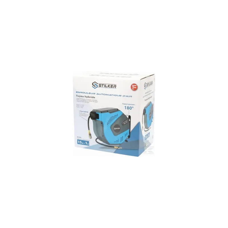 Enrouleur de tuyau d'air comprimé 15 m - tuyau hybride 8×12 mm