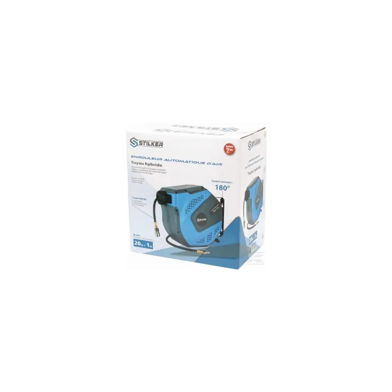 Enrouleur de tuyau d'air comprimé 20 m - tuyau hybride 8×12 mm