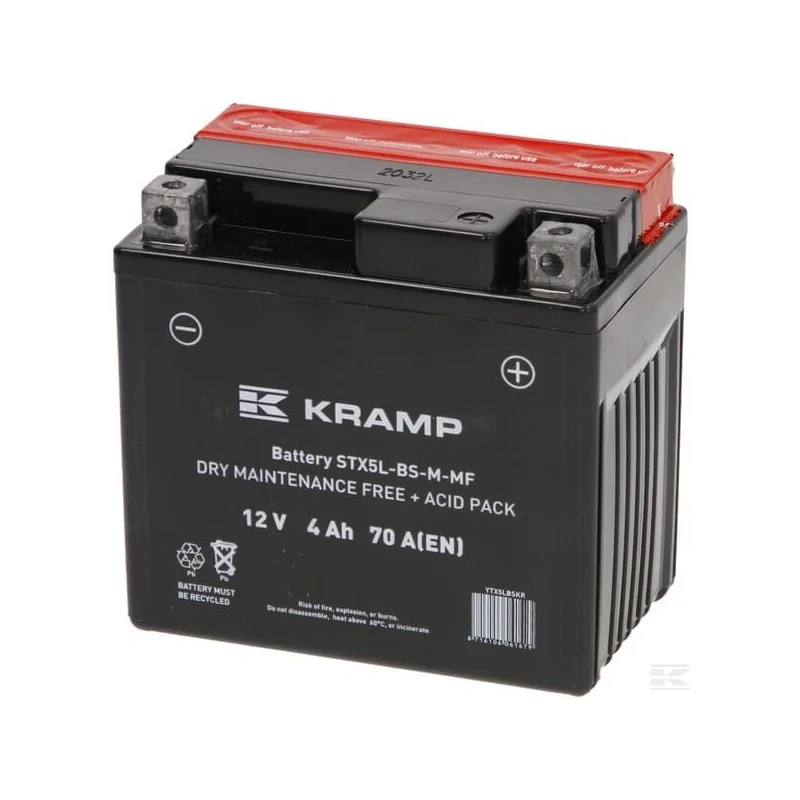Batterie 12V 4Ah 70A avec pack d'acide Kramp