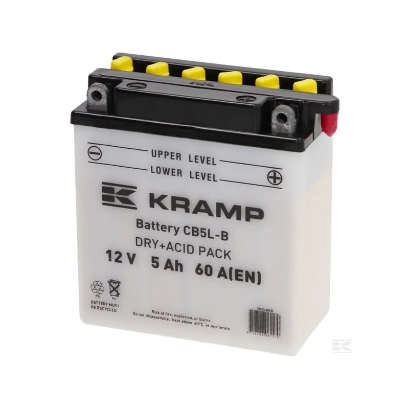 Batterie 12V 5Ah 60A avec pack d'acide Kramp