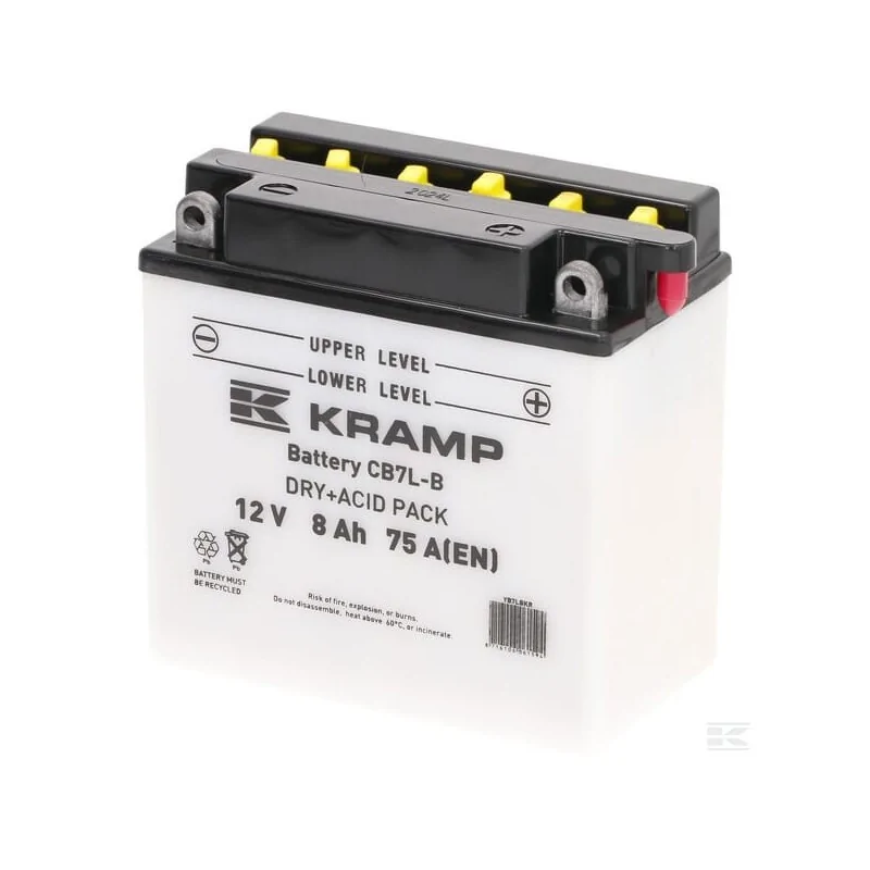 Batterie 12V 8Ah 75A avec pack d'acide Kramp