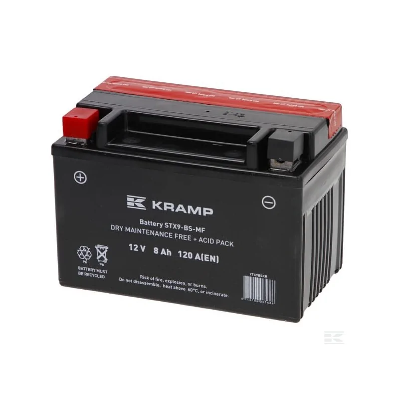 Batterie 12V 8Ah 120A avec pack d'acide Kramp