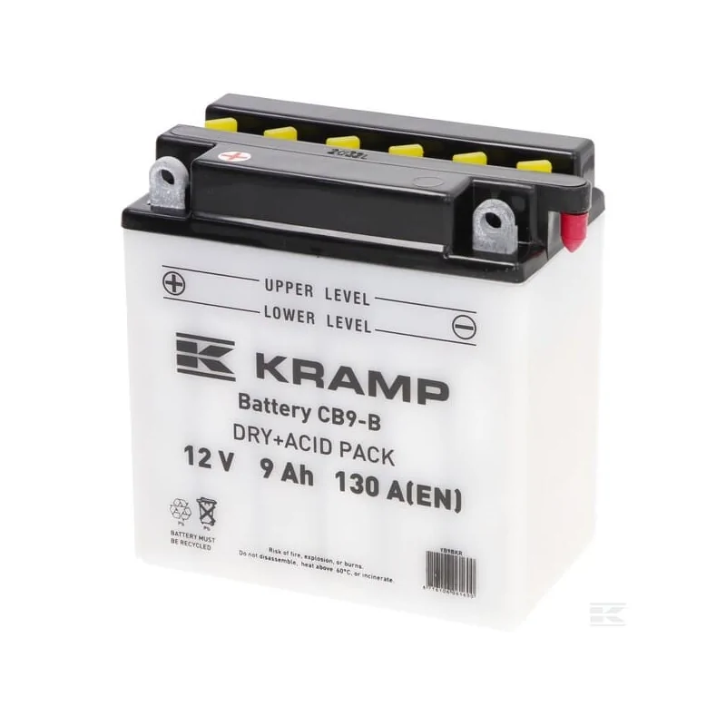 Batterie 12V 9Ah 130A avec pack d'acide Kramp