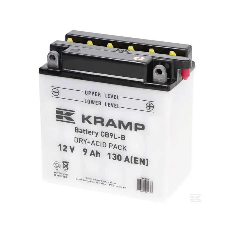 Batterie 12V 9Ah 130A avec pack d'acide Kramp